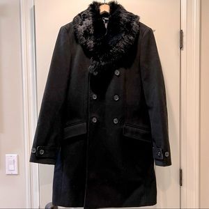 Armani Exchange Men Topcoat Faux Fur Collar Size Small